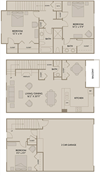 3 bed 2.5 Bath 1668 square feet floor plan C